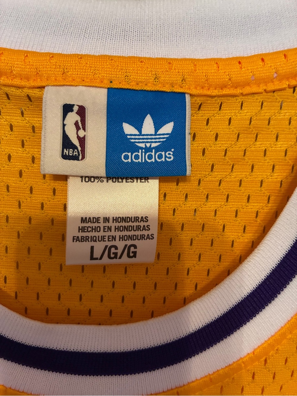 adidas Lakers Gold Mesh Basketball Jersey #42 with Purple Trim - Picture 5 of 5